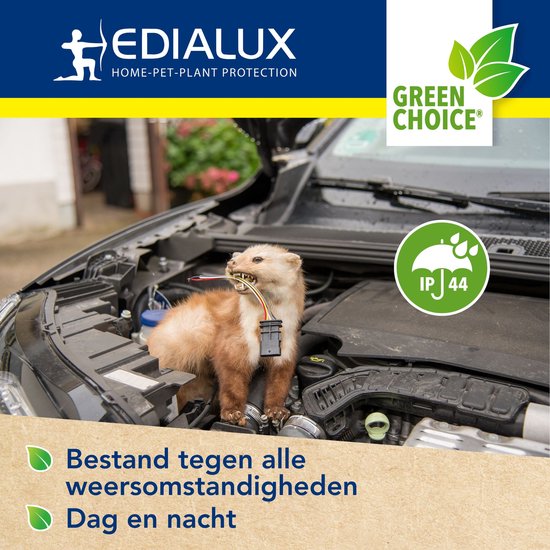 Edialux Ultrasonic Defend Foxes & Marters Flash, répulsif à ultrasons pour renards et martres avec flash, protégez votre jardin efficacement et en toute sécurité, fonctionne avec des piles ou un adaptateur, max 200 m².