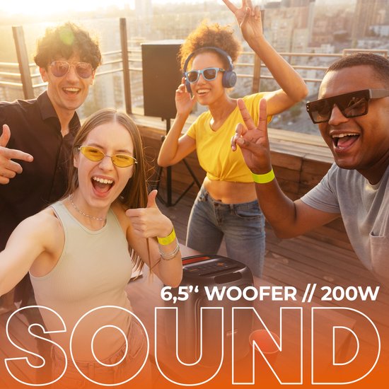 Enceinte Bluetooth Denver Party Box - Lumières disco - Incl. Télécommande - Prise microphone - BPS165