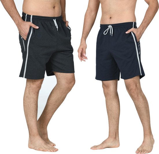 Comfort Essentials - Shorts pour hommes - 2 packs - Navy/Antracite - XXL