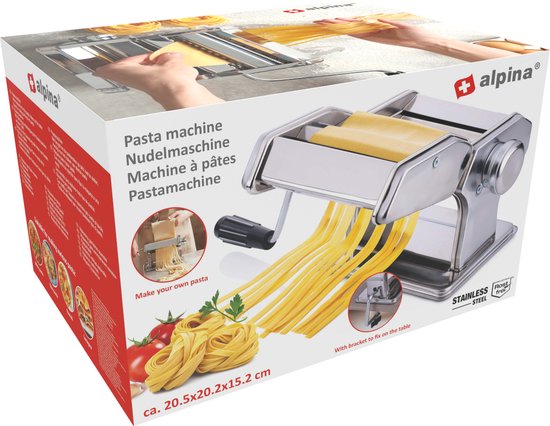 alpina Pasta maker Manual - acier inoxydable - pince de table - Spaghetti, Ravioli, Lasagne