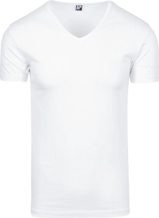 Alan Red Oklahoma T-shirt Stretch - Col en V - Blanc - Taille XXL - 93% coton
