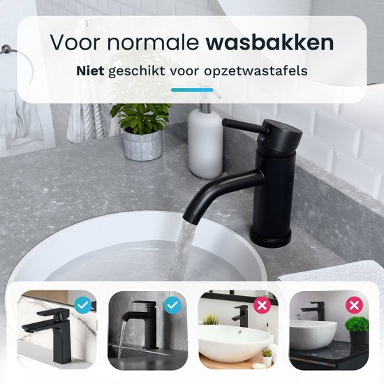Mirlux Wash Basin Tap Black - Wash Basin Mixer Bathroom - Basin Tap - Basin Tap/WC Tap - Faucet - Cold & Hot Water Tap - Toilet Tap Cold & Hot Water