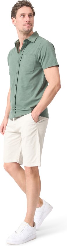 Mario Russo Chemise à manches courtes - Chemise homme - Polo homme - t shirt homme - 3XL - Beige