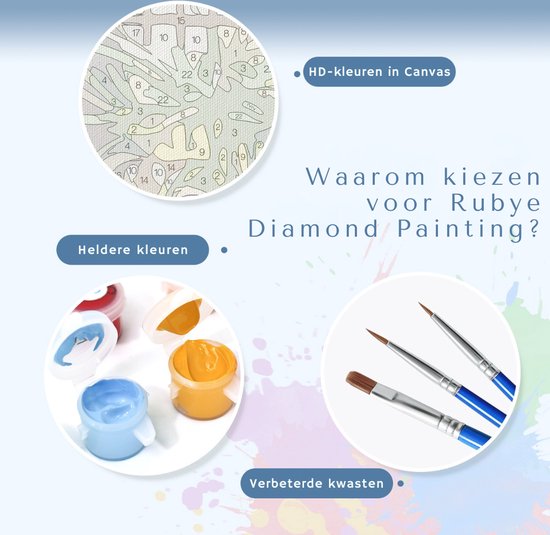 Rubye® Painting By Number Adults - Bibliothèque - Pinceaux inclus - Toile Peinture sur toile - Colour by Number - 50x40cm