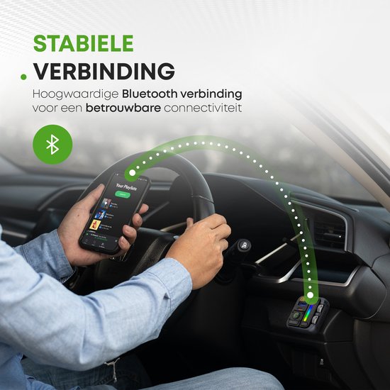 iSetchi Bluetooth FM Transmitter - Quick Charge 3.0 - Carkit - USB C - Sans fil