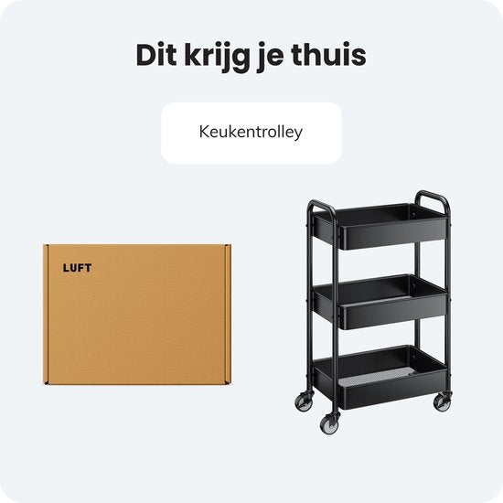 Chariot de cuisine sur roulettes - 3 étages - Rayonnage - Service - Chariot - Armoire - Rangement - Armoires de douche debout - Rayonnage - Noir - Luft