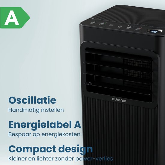Auronic Mobile Air Conditioner - 9 000 BTU - 3 en 1 - Climatisation avec 2 kits d'étanchéité de fenêtre - Ventilateur - Déshumidificateur - refroidit jusqu'à 25m² - Noir