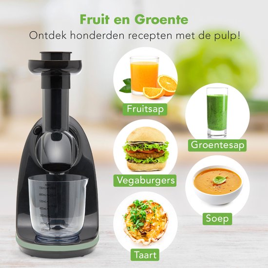 KitchenBrothers Slowjuicer - Presse-agrumes - Presse-légumes et fruits - 700ml - Avec récipient à pulpe - Extracteur de jus - Cadeau de fête des mères - Vert pastel