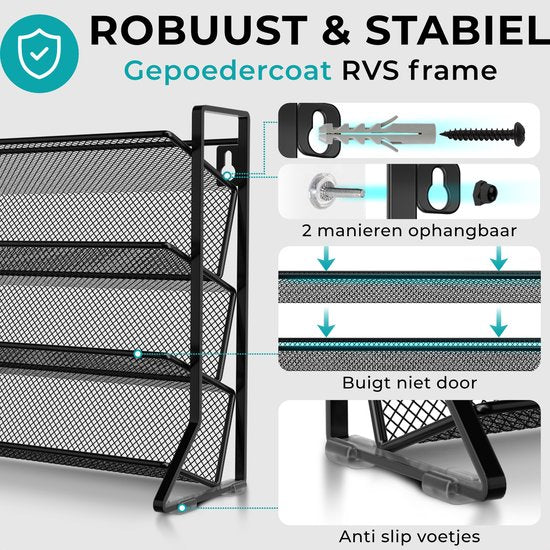 Soothe Spice Rack Standing and Hanging for 48 Spice Jars - 2 Pack - 4 Layers - Spice Organiser - Spice Rack - Noir