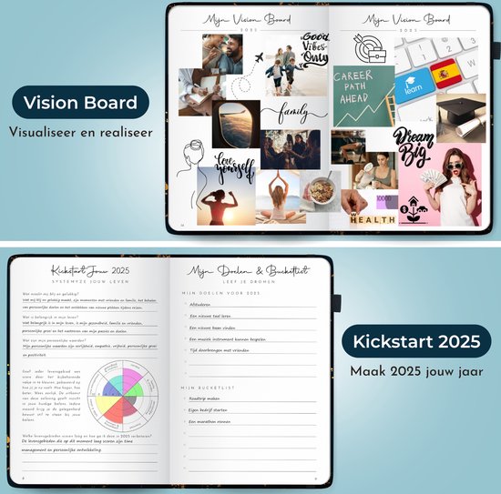 Systemyze Agenda 2025 Adultes - Planificateur - Journal - Organiseur - Feuilles d'autocollants incluses - Format A5 - Bleu