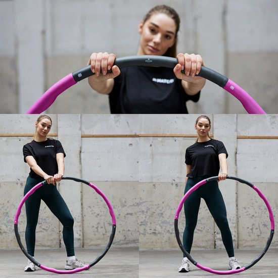 Matchu Sports - Hula hoop fitness - Waist trainer - Hula hoop lesté - Abdominaux - 1.2 KG - Ø 100 cm - Violet/Gris