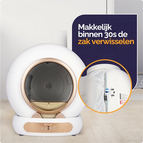 Quadruped Fresh 3 - Bac à litière automatique pour chat - autonettoyant - contrôlé par application - 65L - tapis et 3 rouleaux de sacs de ramassage inclus