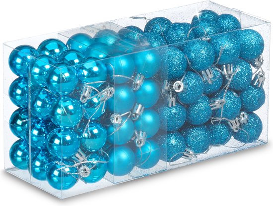 Lot de 96 boules de Noël - plastique - 3 cm - mat - brillant - pailleté - essence