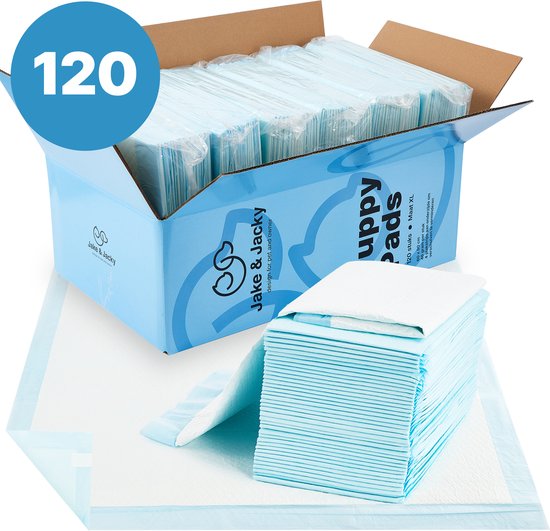 Jake and Jacky Puppy Training Pads - apprentissage de la propreté - toilettes pour chiens - XL - 60 x 90 cm - 120 pièces