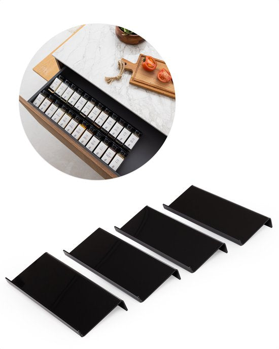 Organess Spice Rack Drawer - 4 Layer - For 28 Spice Jars - Acrylic - Spice Organiser - Kitchen Drawer Organiser