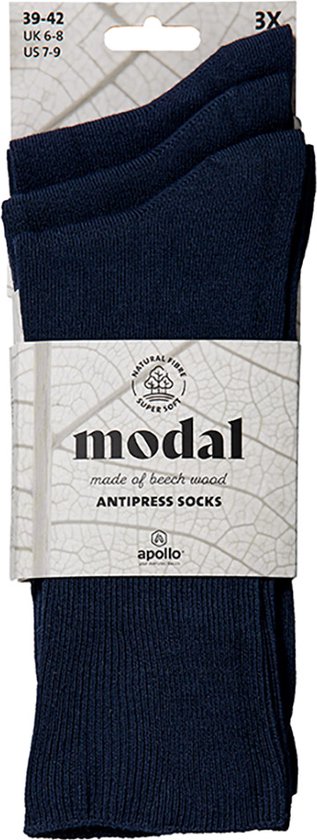 Chaussettes pour diabétiques - Chaussettes sans couture et sans compression - 3 paires - Bleu marine - Taille 39-42 - Chaussettes Modal Antipress - Chaussettes médicales - Chaussettes sans élastiques