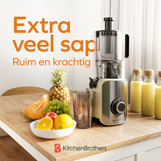 KitchenBrothers Slowjuicer - Vertical - Presse-agrumes - Presse-légumes et fruits - 126 mm - 750 ml - Champagne