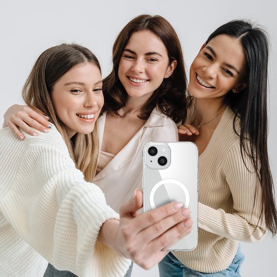 Podec Magsafe Case Suitable for iPhone 15 Plus - With 3x Screen Protector + 3x Camera Protector - Magnetic with Ring Transparent - Phone Case Transparent Case