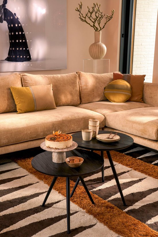 Mica Decorations Table d'appoint Jailey - Lot de 2 - H49 x Ø50 cm - Bois recyclé - Noir