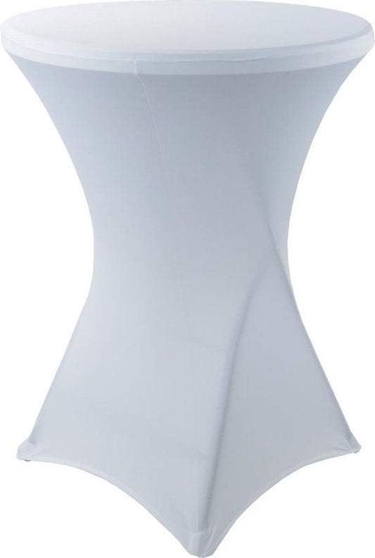 Housse de table et jupe de table - 80 x 110 cm - Polyester blanc - Matière extensible - Pour table de cocktail et événements - Aspect luxueux et lavable
