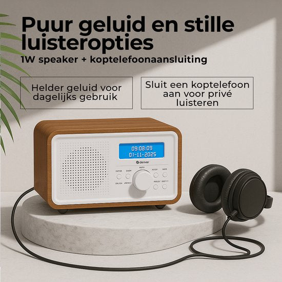Denver DAB Radio - Retro Radio - FM Radio - Kitchen Radio - Portable Radio - Batteries & Mains - DAB30DW