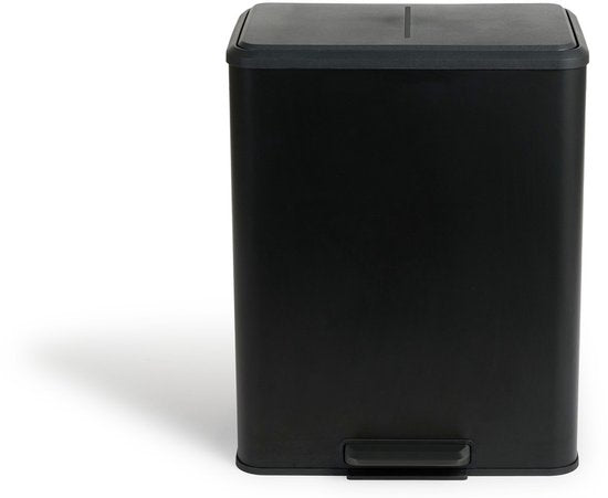 Umuzi Cleaning Double Waste Bin - 60L - Poubelle à pédale - Soft Close - 53x38x66 - Noir mat