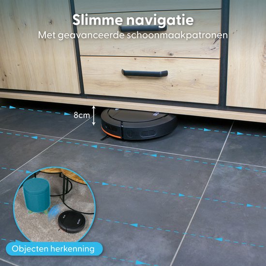 Ølven Robot aspirateur avec fonction balayage - App - Station de recharge - Convient aux animaux domestiques - Robot balayeur