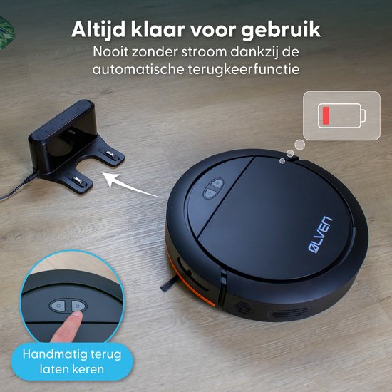 Ølven Robot aspirateur avec fonction balayage - App - Station de recharge - Convient aux animaux domestiques - Robot balayeur