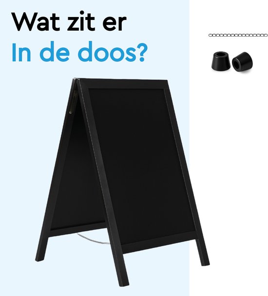 BRASQ Chalkboard noir - 55x 85 CM - Tableau noir - Enseigne publicitaire - Enseigne de trottoir - Double face - Pour l'intérieur et l'extérieur - Hospitalité