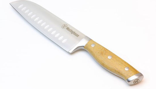 Couteau de chef japonais Westinghouse - Couteau à viande - Couteau de cuisine en acier inoxydable - 17.5 cm - manche en bambou