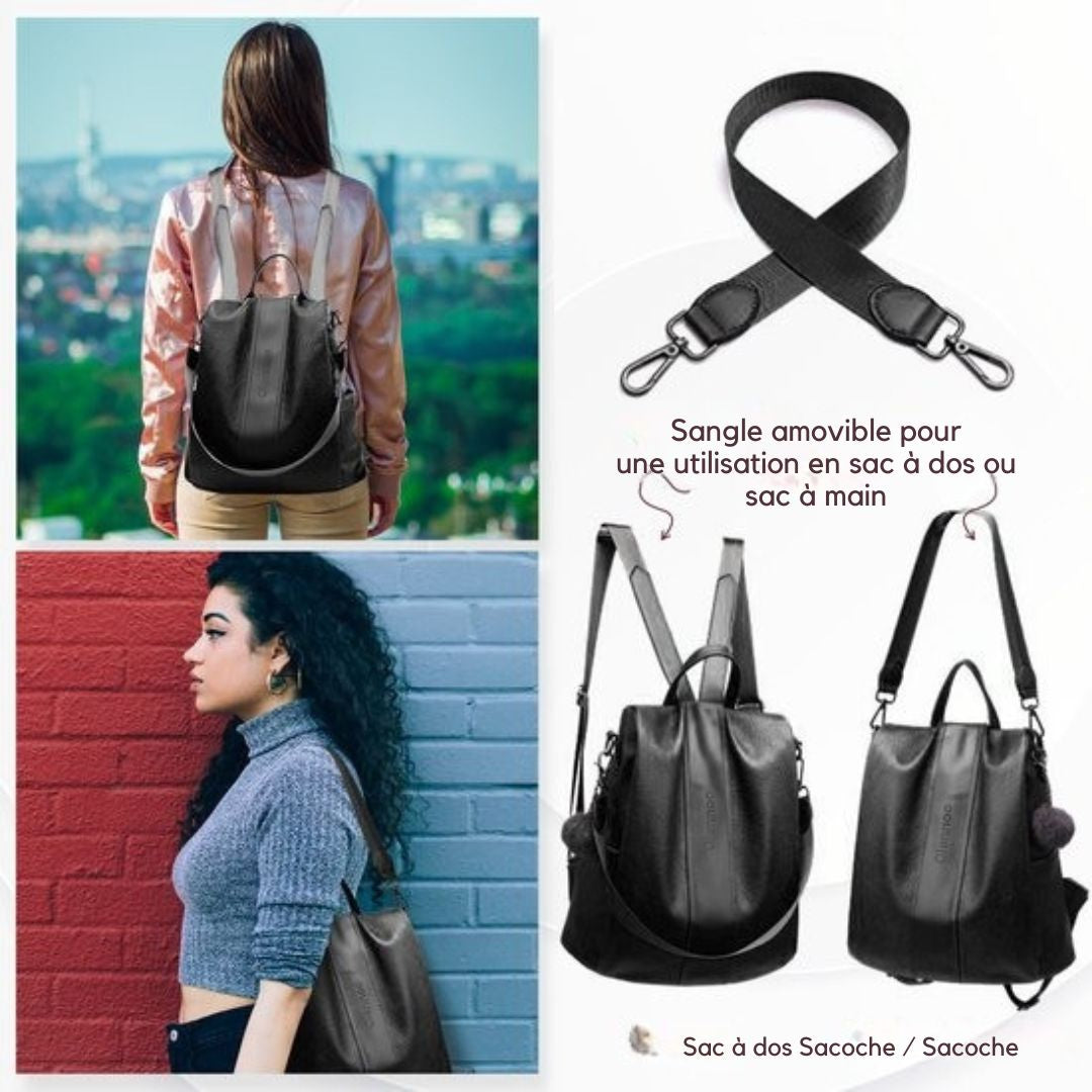 Sac à dos antivol Glennoo - Femmes - Imperméable - tout en un - noir