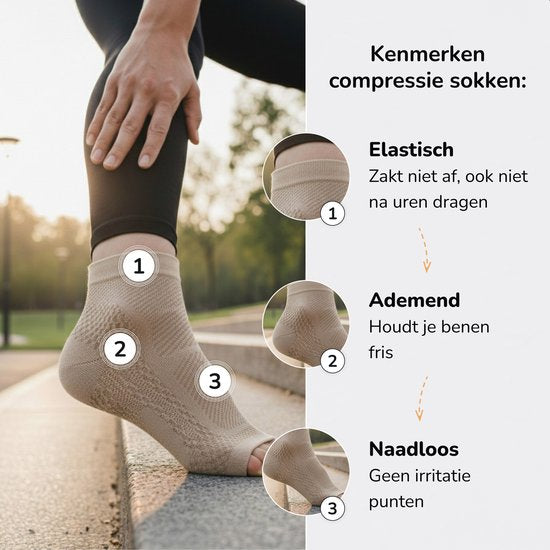 Alyze Compression Socks - 2 paires - Taille 36-41 - Pour femmes et hommes - Neuropathie - Bas - Chaussettes de soutien médical - Diabète - Lit - Sommeil - Sport - Chaussettes - Circulation & Running