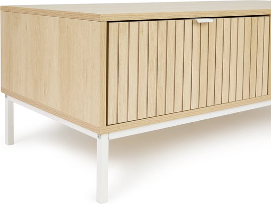 Lifa Living Meuble TV Sorrento - MDF/métal - Marron clair - 110x40x50cm - Charge maximale 25kg