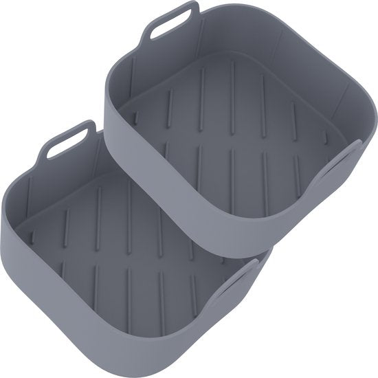 KitchenLove Plateaux pour friteuse en silicone XL - 2 pièces - carrés - alternative au papier sulfurisé - accessoires - sans BPA - 20CM