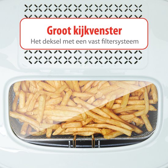 alpina Fryer 2.5 Liter - Friteuse avec couvercle - 1800W - Blanc