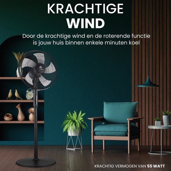 AirKing Ventilateur sur trépied 3-en-1 avec télécommande - Ventilateur vertical économe en énergie avec 3 réglages de vitesse - Ventilateur de refroidissement avec minuterie et mode nuit pour un refroidissement optimal - Noir