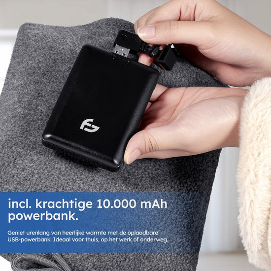 Carafe électrique - 3 réglages - Carafe - 10 000 mAh Powerbank - Manche lavable - Carafe rechargeable - Gris original - Saaf Comfort