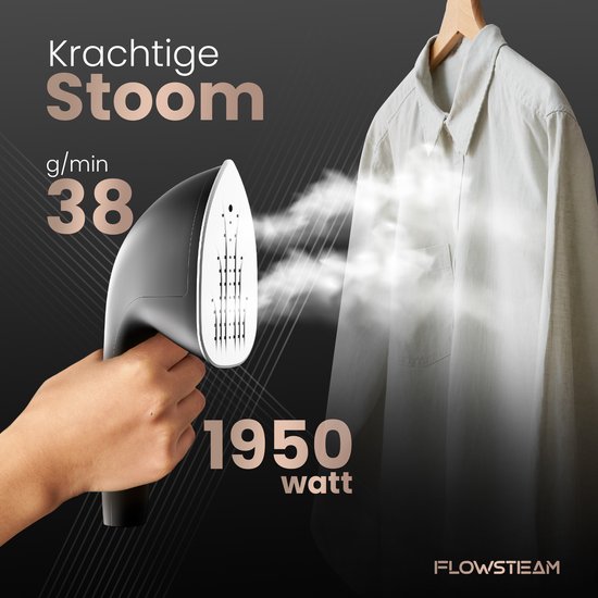 FLOWSTEAM® PRO Défroisseur à linge - Défroisseur à main - Nettoyeur vapeur - Défroisseur à linge - 150 minutes de vapeur - Cordon de 2,5 m - Noir