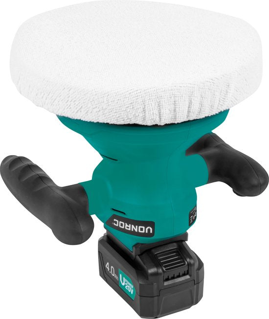 Accu polisher - machine à polir 20V - Ø240mm - Poignées réglables, 2 manchons de polissage et sac de rangement inclus - Batterie 4.0Ah et chargeur rapide inclus