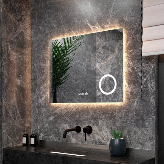 Miroir de salle de bain - Mirlux - avec éclairage LED et chauffage - rectangulaire - anti-condensation - 80x60CM