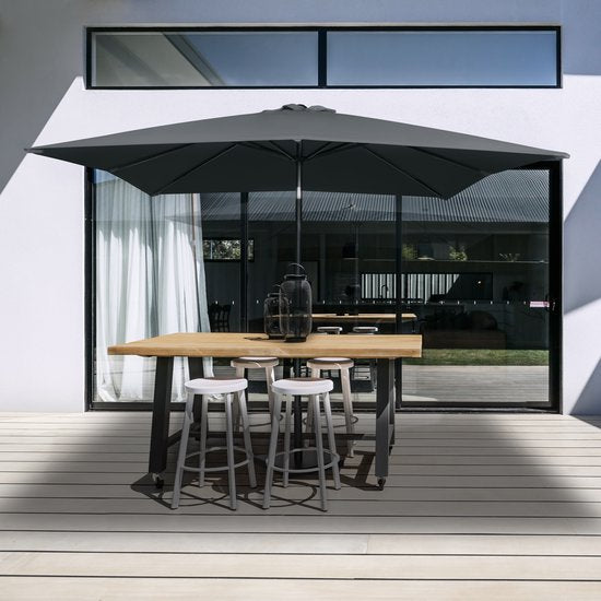 VONROC Premium Parasol à manche Rosolina 280x280cm - Housse de protection incluse - Parasol carré - Inclinable - Toile résistante aux UV - Gris
