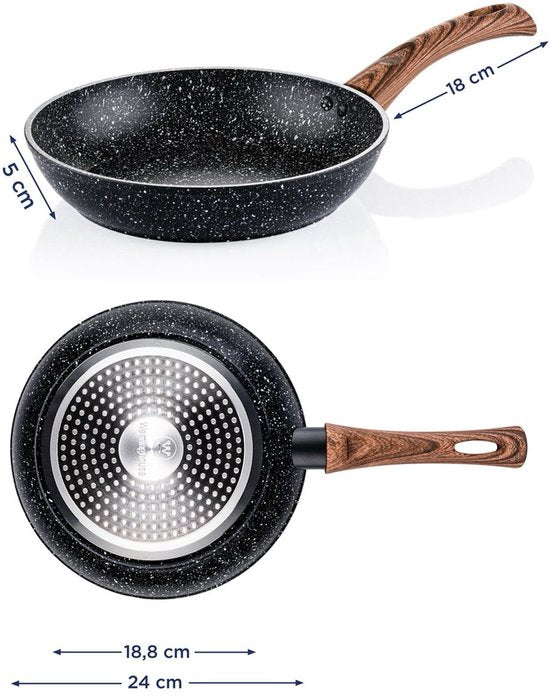 Poêle Westinghouse - Ø 24 cm - Poêle à induction - Bois marbré noir