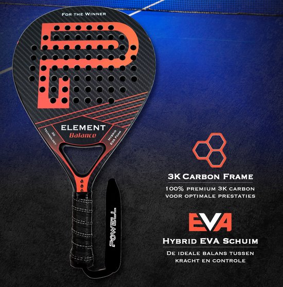 Raquette de Padel POWELL - Drop shape - 3K Carbon - avec housse