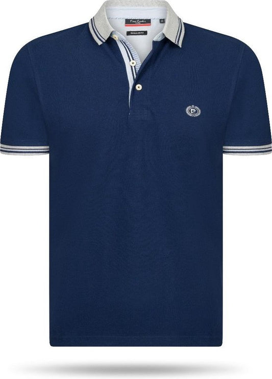 Pierre Cardin - Polo à bouts gris SS pour homme - Bleu - Taille L