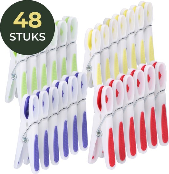 Gandria Pinces à linge 48 pièces - Pinces à linge en plastique - Lot de 48 pinces à linge en plastique - Pinces à linge pour portemanteau 10 Kg - 4 Couleurs