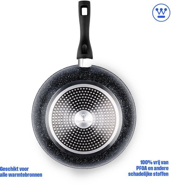 Wok Westinghouse - Ø 30 cm - Induction - Sans PFOA - Couvercle inclus - Marbre noir