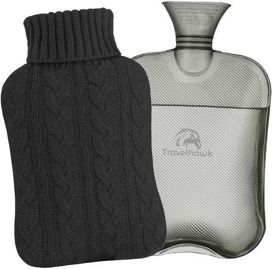 Travelhawk Jug XL - 2 litres - Cruche d'eau chaude - Avec couvercle en laine - Cruches - Pour les maux d'estomac, la cruche ou la douleur - Noir