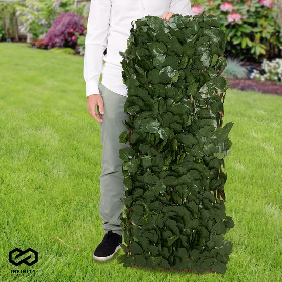 Infinity Goods Haie artificielle - extensible - 180 x 90 cm - Lierre artificiel - Plantes artificielles pour l'extérieur et l'intérieur - Imitation végétale - Lierre artificiel - Extensible - Paravent de jardin - Paravent de balcon