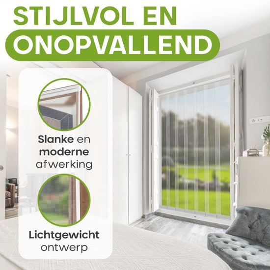 O'DADDY® Fly Curtain Slat Screen - 150x260 cm - Rideau de porte - Porte - Design ajustable - Fibre de verre - Moustiquaire de porte blanche