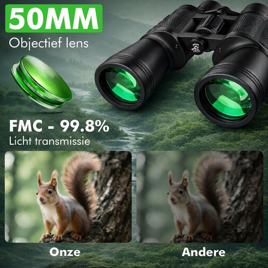 Jumelles Travelhawk - 20x50 - BAK4 - Full Multi-Coated (FMC) - Jumelles compactes - Étanches - Avec cordon de cou, étui de transport - pour l'observation des oiseaux, la chasse, le théâtre - Noir